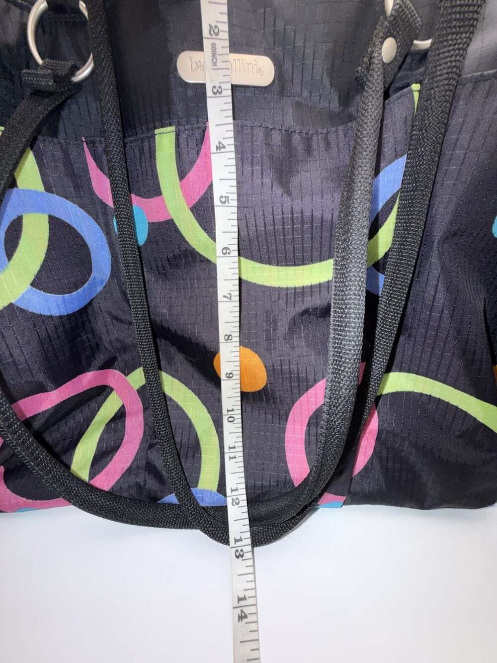 Baggallini Multicolored Geometric Pattern Nylon Tote Bag with Striped Interior - Picture 10 of 10